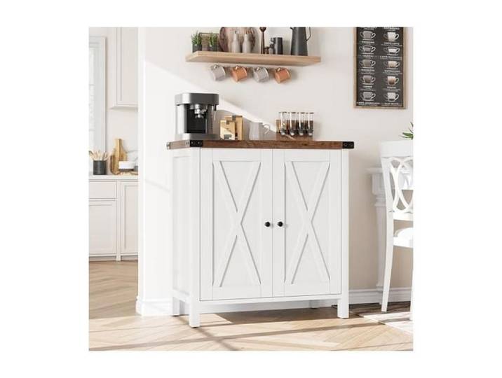 Petite armoire rangement campagne 2 portes lot 2 blanc marron