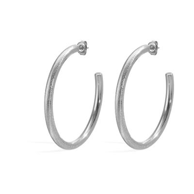 Paar Creolen ADELIA´S "Ohrringe Creolen mit strukturierter Oberfläche", Damen, Gr. Damen, silber (silberfarben), Ohrringe, Stylisch und schlicht: Modeschmuck mit strukturierter Oberfläche