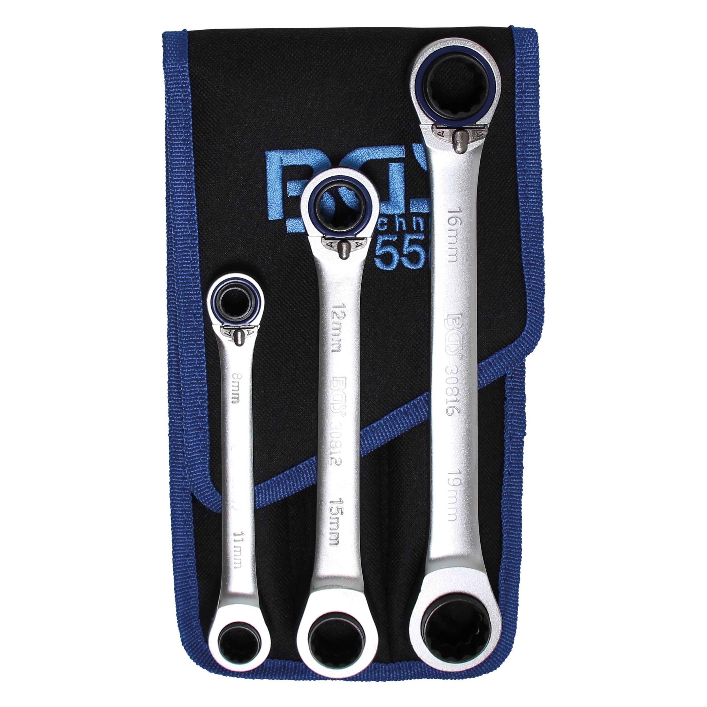 BGS Ratschen-Ringschlüssel-Satz umschaltbar "4-in-1" 3-tlg. (1556)
