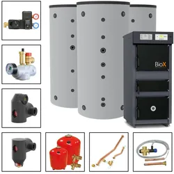 Solarbayer Holzvergaserset BioX 45 -1B Variante B mit 2xSLS-1000 und 1xSLS-1000S