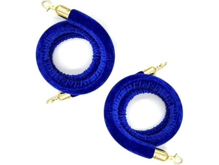 2 blaue Absperrkordeln aus geflochtenem Nylon mit goldenen Haken 32-mm-Leitsystemkordeln für Hotels, Restaurants, Theater, Museen, Feiern, Eröffnungen und geordnete Warteschlangen
