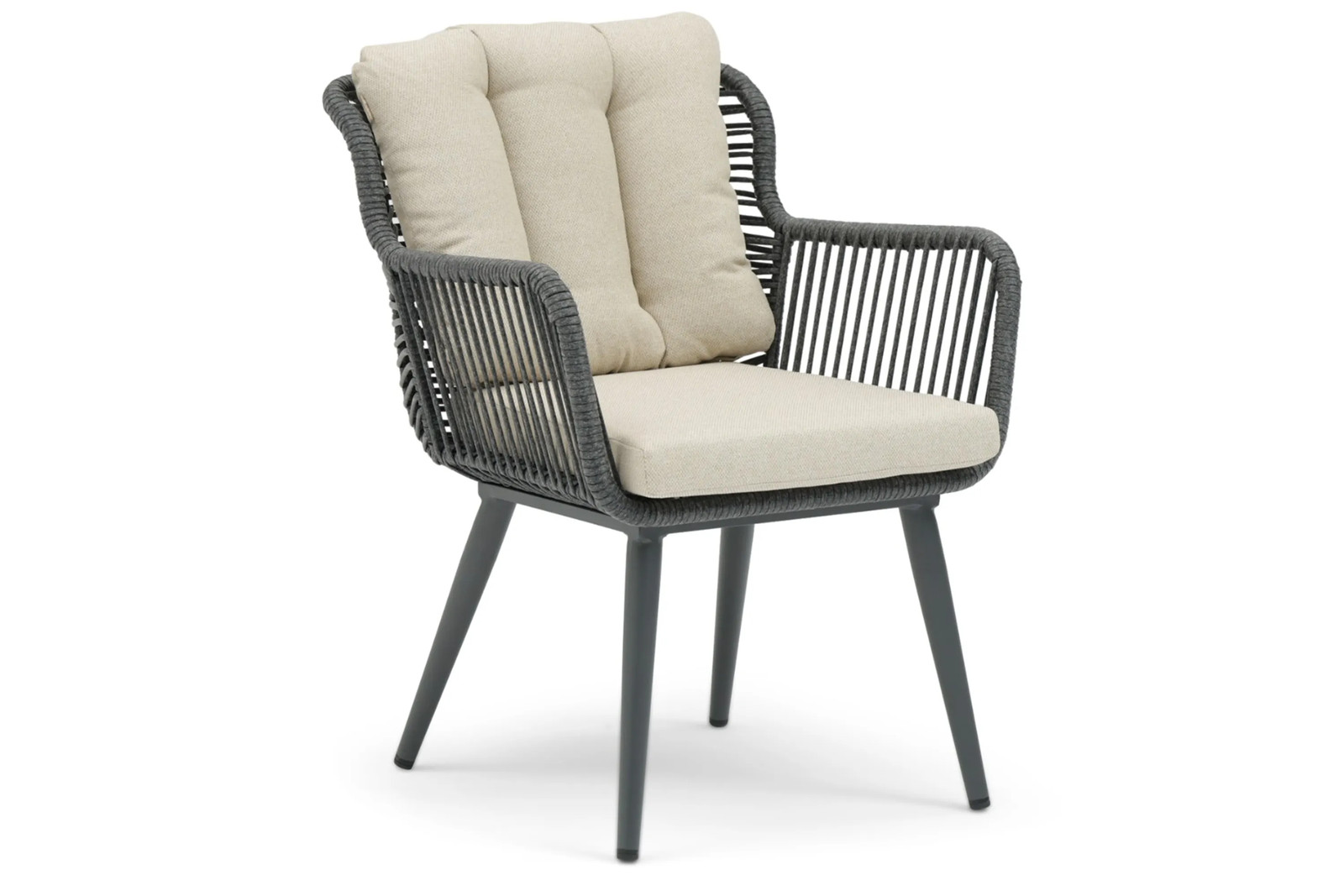 Coco Custa moderne tuinstoel met metalen onderstel in antraciet, zand of beige