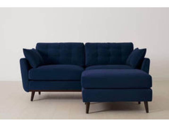Model 10 Zweisitzer Sofa mit Hocker, Indigoblau