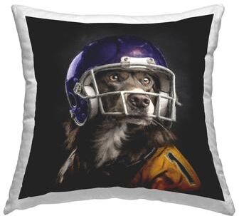 Stupell Dog with Football Helmet Decorative Printed Throw Pillow Design by Sean Parnell