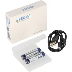 2 Stück Keeppower AAA 1,5V 1000mWh Lithium Ionen Akku, Micro, AAA, LR03, mit USB-Ladebuchse, wiederaufladbar über micro USB