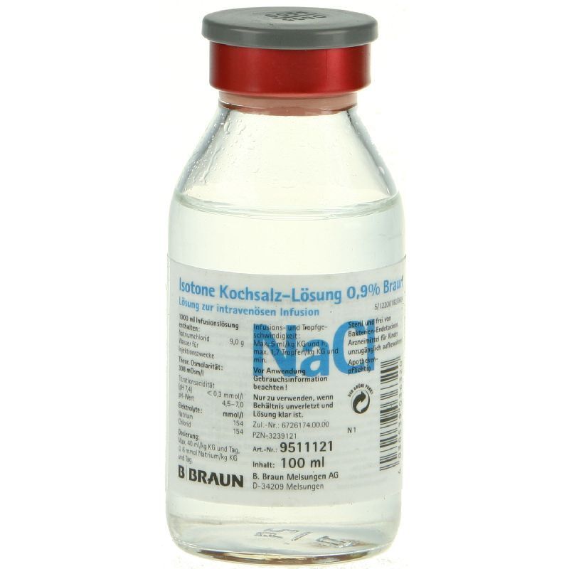 Kochsalzlösung 0,9% Glasfl. 100 ml Infusionslösung