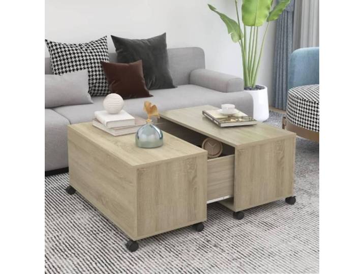 Truvito Table Basse extensibleen Aggloméré 75x75x38 cm Table de Salon Basse pour Chambre Bureau chêne sonoma