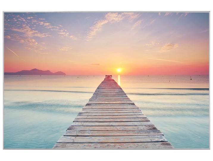 Bild mit Rahmen Steg Bei Sonnenuntergang image LAND