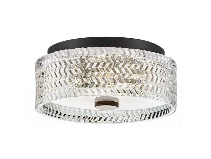 Plafonnier Acier, Verre Noir