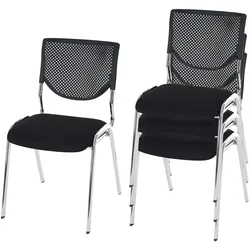 Décoshop26 - Set mit 4 Besucherstühlen stapelbare Konferenzstühle schwarzer Stoff-/Textilsitz Chrombeine 04_0007533 04_0007533