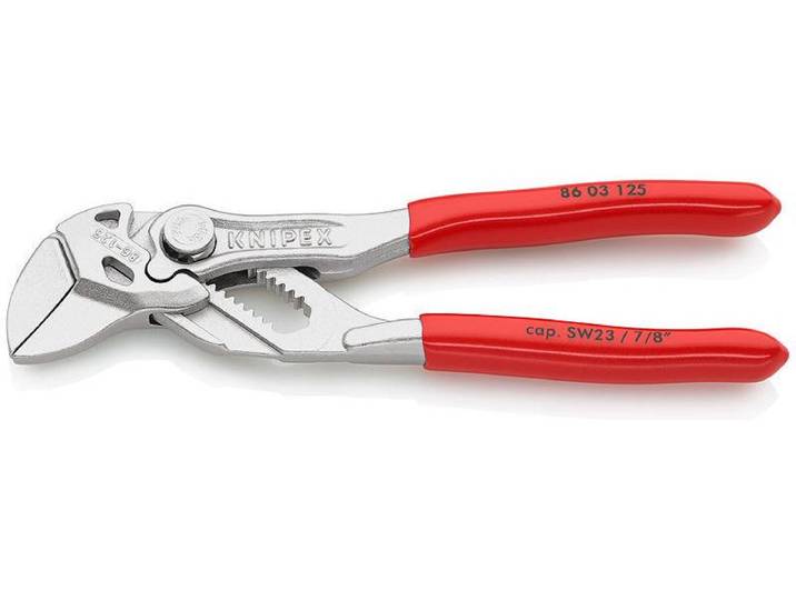 Zangenschlüssel KNIPEX 125 mm, mini , grau (aluminiumfarben), B:12,5cm, Kunststoff, Metall, Zangen, Zangenschlüssel