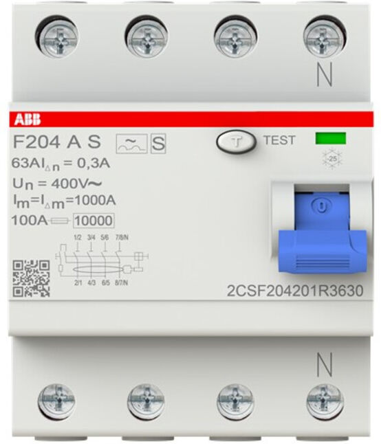 ABB Stotz S&J; Interrupteur différentiel FI pro M Compact F204AS-63/0,3 (2CSF204201R3630)