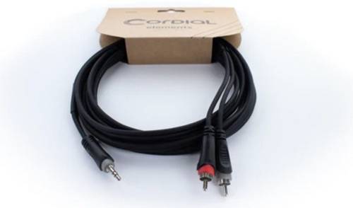 Cordial 14857 Klinke / Cinch Audio Y-Adapter [1x Klinkenstecker 3.5mm - 2x Cinch-Stecker] 5m Schwarz PVC-Mantel, Zwillingsleitung