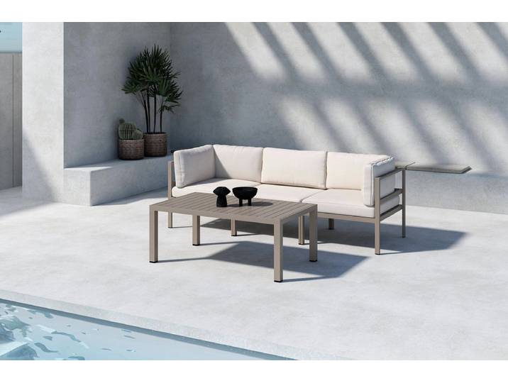 Garten Loungeset Dorello – 3er Sofa mit Couchtisch - Braun-Beige - Luxusbetten24