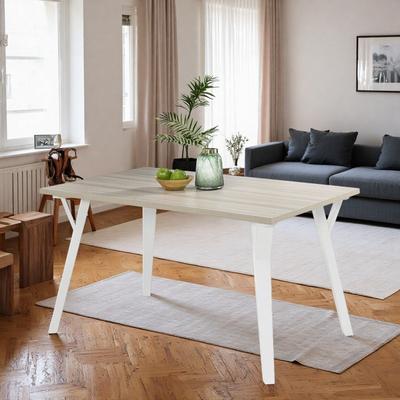 ZWYO HOSIMU "55"" Contemporary Rectangular Dining Table, Oak MDF Kitchen Table with Saber Legs for 4-6"