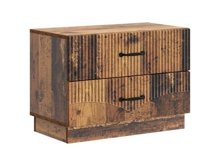 Tmriohed Nachttisch Altholz-Optik mit 2 Schubladen 62x34.5x44.5cm Kompakter Nachtschrank für Schlafzimmer mit zwei Schubladen, schwarzen Griffen und pflegeleichter Oberfläche.
