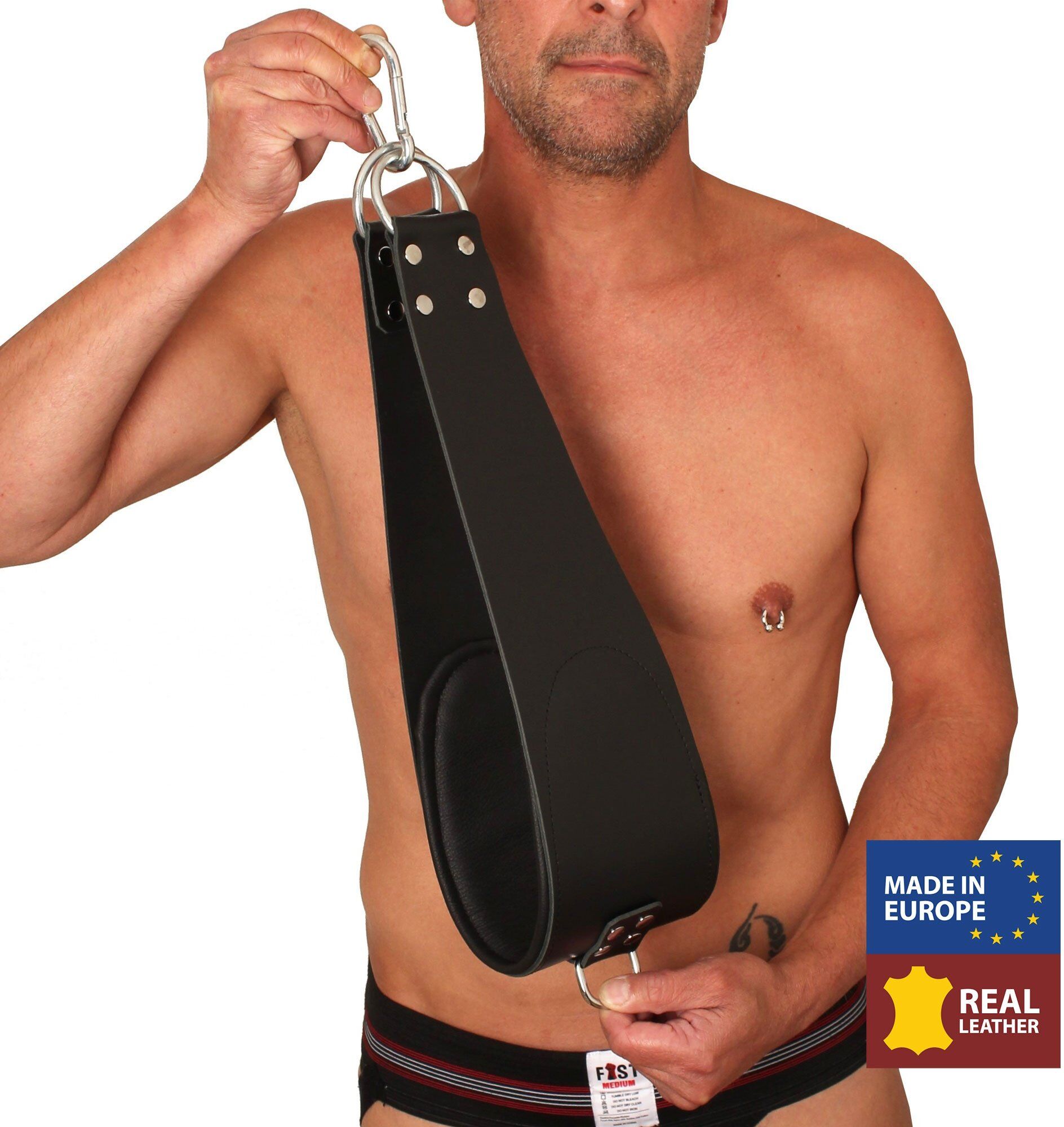 Mr Sling set de 2 Supports pieds en cuir pour sling + 2 mousquetons - 60cm - The Red