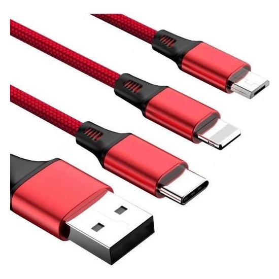 Vega REDX 3IN1 USB-KABEL 3A ROT + MIRO USB + TYP-C (37441370)