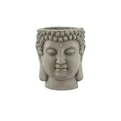 HOME STORY Übertopf Buddha   ¦ grau ¦ Magnesia ¦ Maße (cm): H: 25  Ø: 22.0
