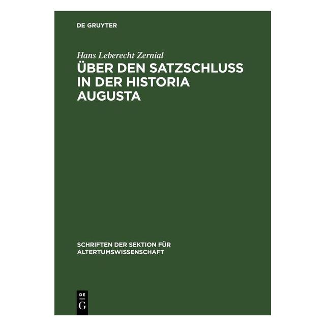 De Gruyter Leberecht Zernial:Ãber den Satzschluss (Deutsch, Hardcover, Hans Leberecht Zernial) (67791086)