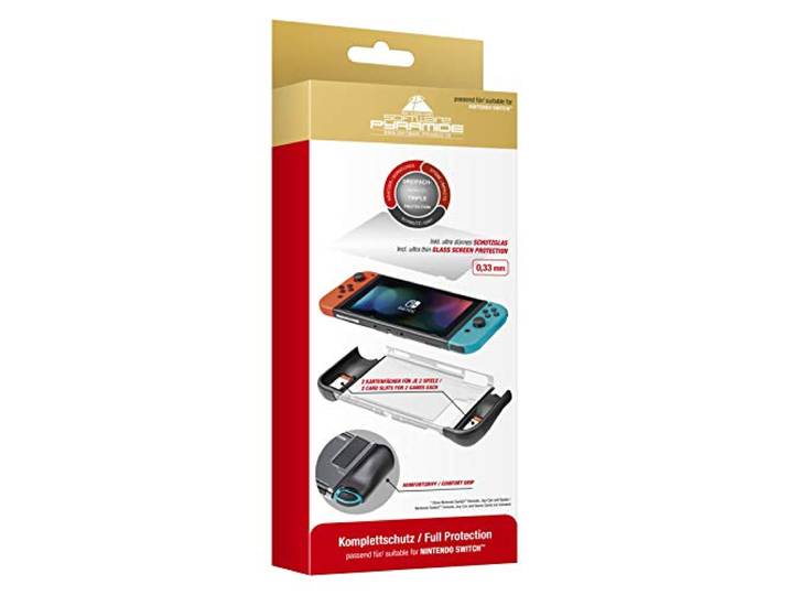 Complete beschermingsset beschermhoes en beschermglas Bumper Grip voor Nintendo Switch - software piramide