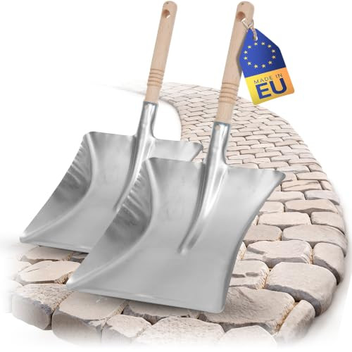 Novaliv Set van 2 Gegalvaniseerde Veegschappen met Houten Handvat