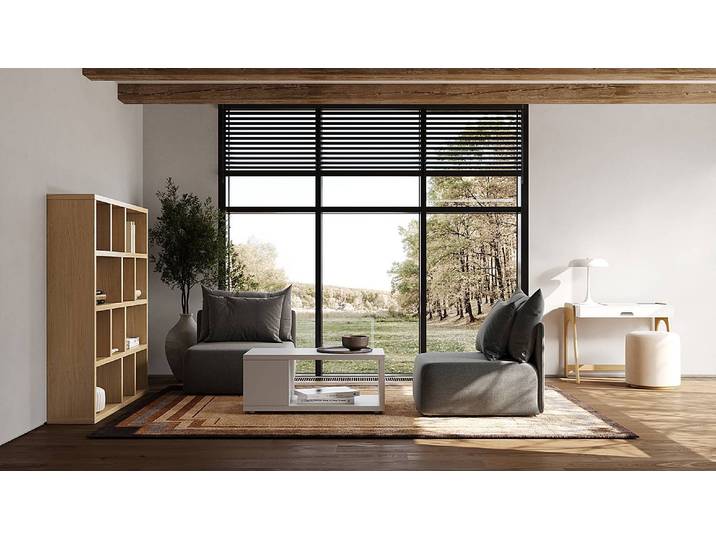 Table basse 105 x 55 x 44cm Blanc/Blanc