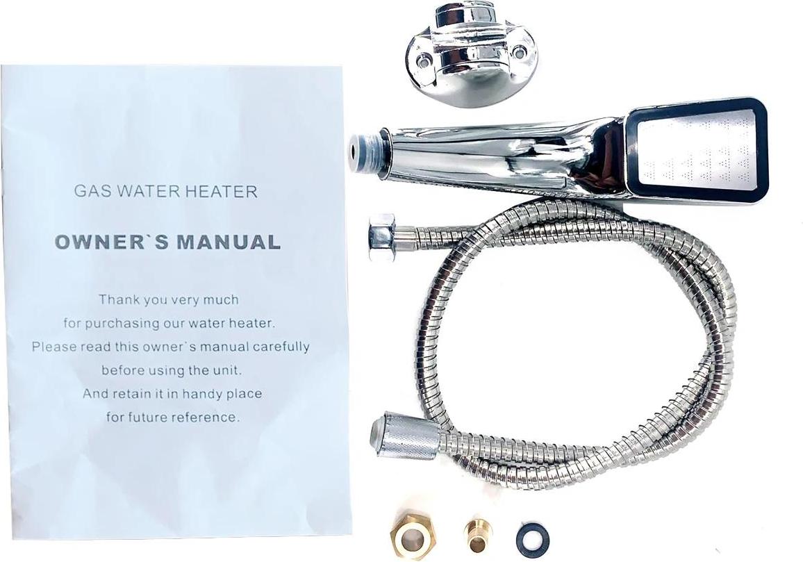 Propangas Durchlauferhitzer - Tankloser Warmwasserbereiter - 2500 L Kapazität - Sofort Heißes Wasser - - Edelstahl - Duschkopf-Set - Für Outdoor Camping - Hellgrau