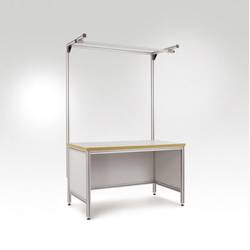 Manuflex LU8312.7035 ESD ESD-Alu-Aufbauportale mit Ausleger für UNIVERSAL Standard Arbeitstische mit Tischbreite = 1250 mm
