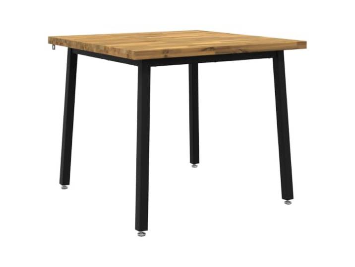 HFXHIJXQ Quadratischer Esstisch 90x90x75cm Massivholz Akazie Vier Personen finden bequem im EsszimmerPlatz, getragen von stabilen Stahlbeinen mit praktischem Bodenschutz.