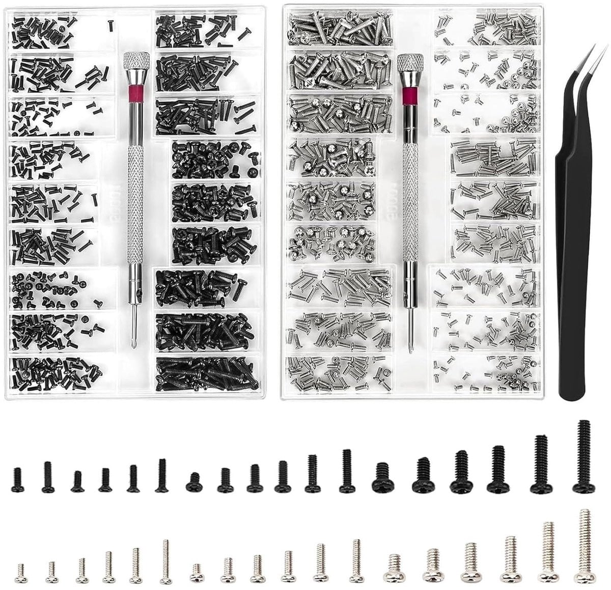 Schroevenset met 1000 stuks kleine reparatieschroeven
