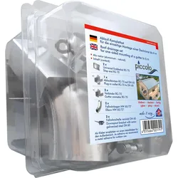 Sarei, Zubehör Bewässerung, Das Ablauf-Komplettset „piccolo“ wird verwendet für die einseitige Montage einer Dachrinne bis 6m.