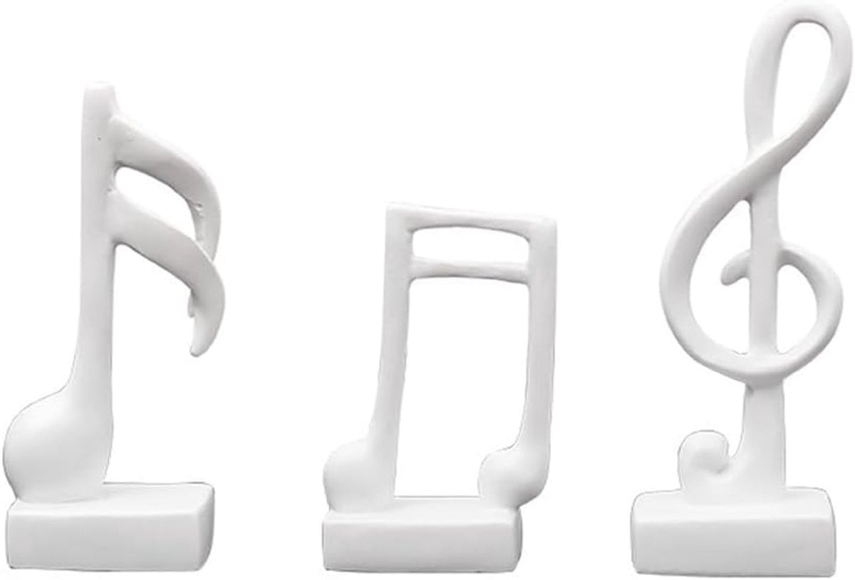 Set van 3 decoratieve witte beeldjes met muzikale noten design voor op tafel