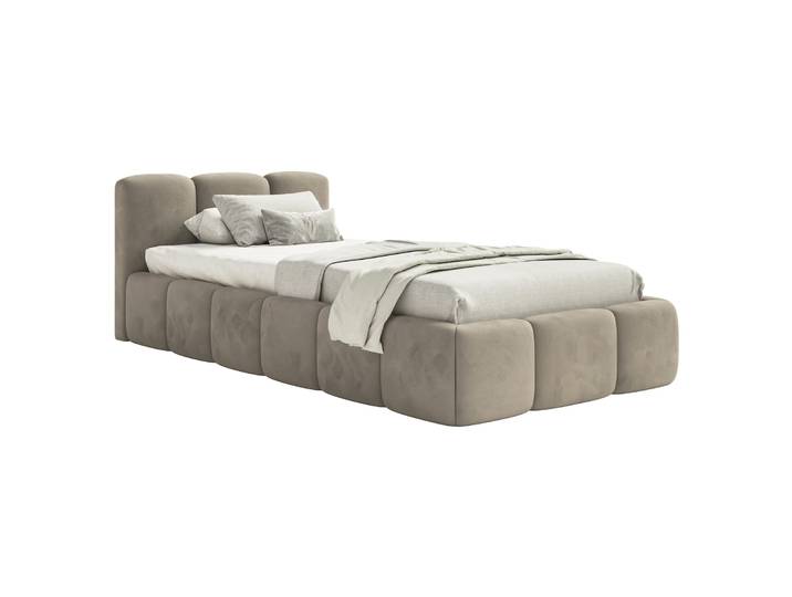 Polsterbett 90x200 cm Cloudy Low, grau-beige, Velours,