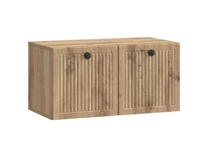 KUPTYERFG TV Lowboard Wandhängend Artisan Eiche Optik 59,5x31x30 cm Schwebendes Board aus Holzwerkstoff für Wohnzimmer und Schlafzimmer mit zwei Klapptüren für Ordner und Zubehör.