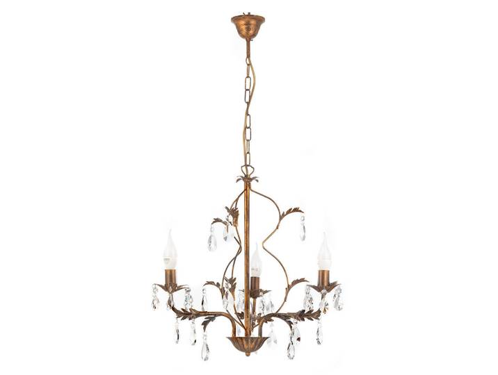 Kristall-Hängeleuchte, Bronzefarben, Metall, Glas, 100 cm, Lampen & Leuchten, Leuchtenserien