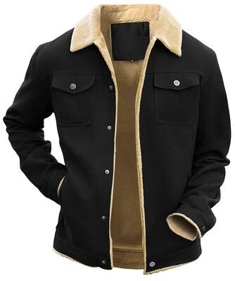 FusionFolio Men's Winter Jacket Warm Waterproof Fleece Lined Multi Color Coat Comfortable Casual Outerwear, High Quality black xl
