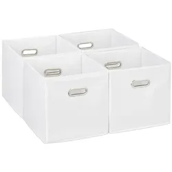 Relaxdays Aufbewahrungsbox im 4er Set Weiß,Silber