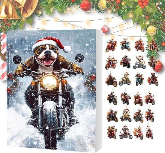 Honden Kerst Adventskalender met 24 Hangende Ornamenten - Multicolor