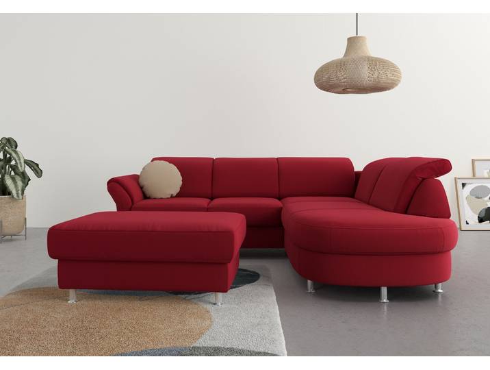 Ecksofa, Webstoff, Rot, 250×212 cm, Mit Kopf- und Armteilverstellung, Modern, SIT & MORE