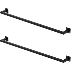 ML-Design Kleiderstange 2er-Set 110x12 cm Schwarz – rechteckige Garderobenstange aus Stahl in U-Form, inkl. Montagematerial, Kleiderständer für