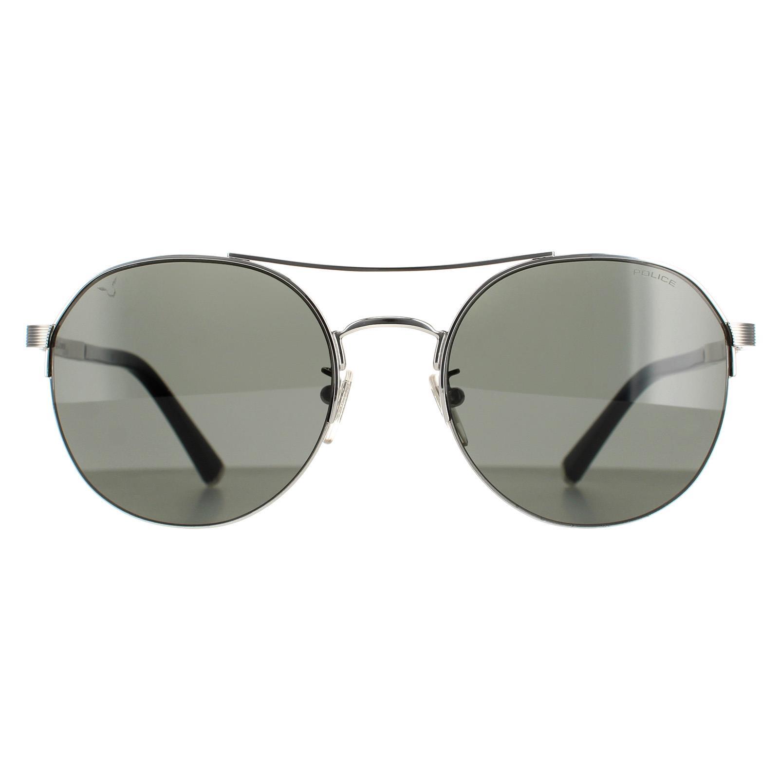 Police Aviator Mannen Shiny Full Palladium Smoke Gray SPLA24 Lewis 03