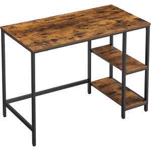 Vasagle Schreibtisch LWD046B01, braun / schwarz, 2 Regalfächer, 100 x 75 x 50 cm