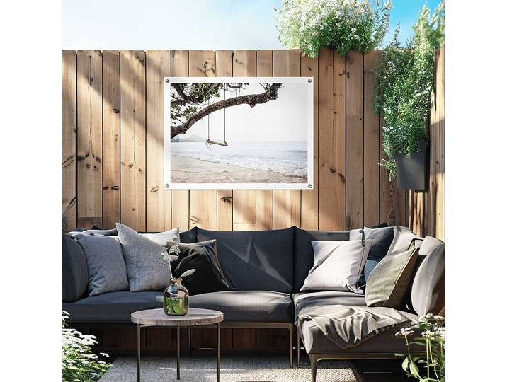 home24 Outdoor-poster Strand PVC blauw/blauw 60 x 80 x 0cm