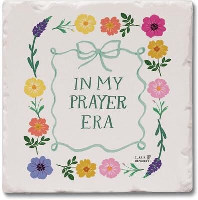 Thirstystone Prayer Era 4 Pack Assorted Tumbled Tile Stone Coasters, Protective Cork Backing Manufactured in the USA Absorbent, Wipes Clean