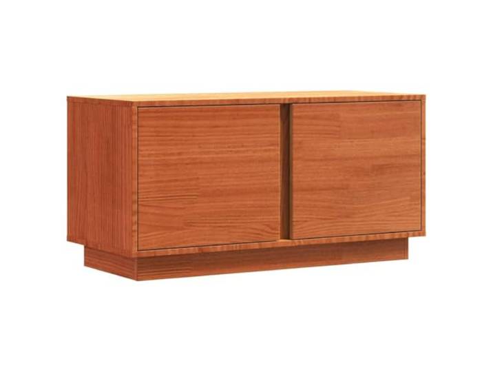 LMTYOENFG TV-Schrank Massives Kiefernholz 80x35x40,5 cm Wachsbraun Rustikales Lowboard aus gewachstem Holz mit 2 Fächern und Türen, passende Medienaufbewahrung für Wohnzimmer und Schlafzimmer.