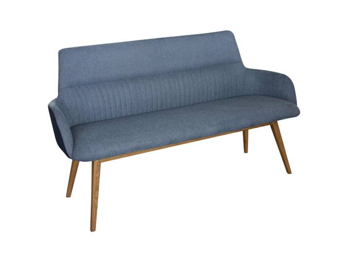 Linea Natura Sitzbank, Eiche, Dunkelblau, Holz, Wildeiche, vollmassiv, 2-Sitzer, 157x88x62.5 cm, Esszimmer, Bänke, Sitzbänke