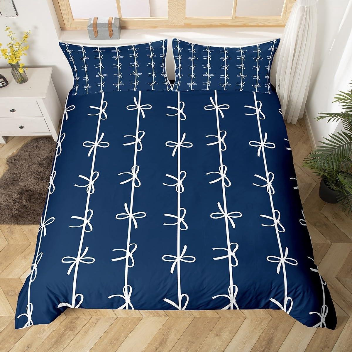 Dekbedovertrek Set Strik Donkerblauw 135x200 cm