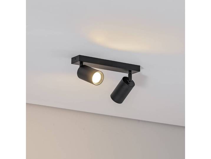 Deckenstrahler Sado, schwarz, Stahl, justierbar, 2-flammig Sado Argon, dimmbar, schwarz, für Wohn- / Esszimmer, Metall, Modern