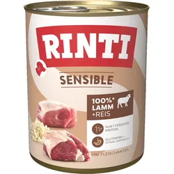 RINTI Sensible 800 Gramm Hundenassfutter Sparpaket 12 x 800 Gramm Lamm mit Reis